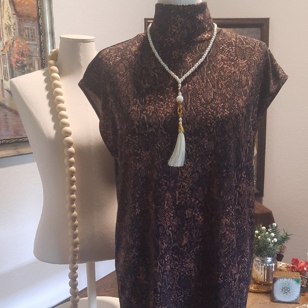 Brown Snake Print Women's Top